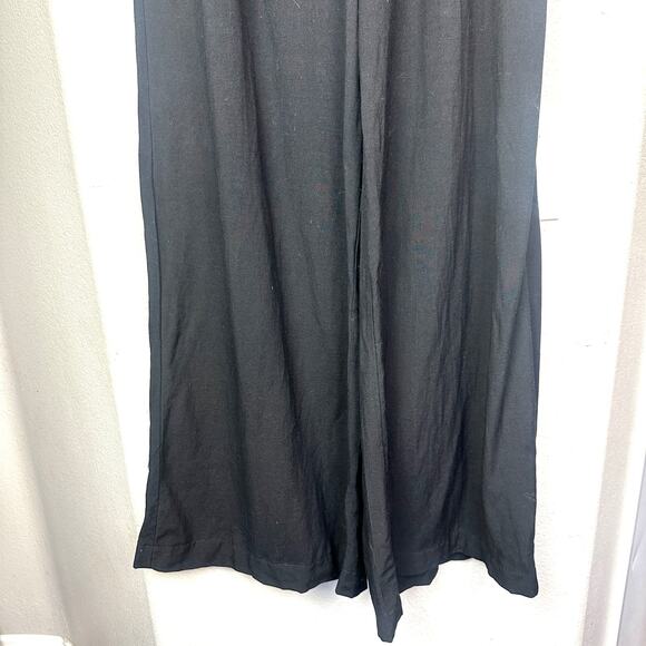 Black Wide Leg Hemp-blend Trousers Size Large - Picture 4 of 14